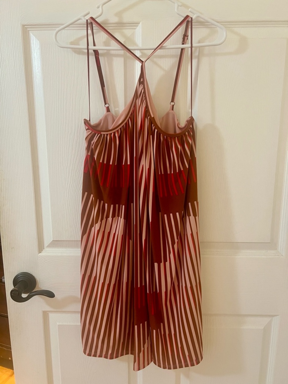 Express Strappy Red, Pink, and Brown Printed Slip Dress